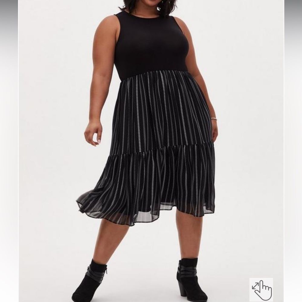 TORRID Midi Super Soft Shirred Dress Black Tank Sundress Party